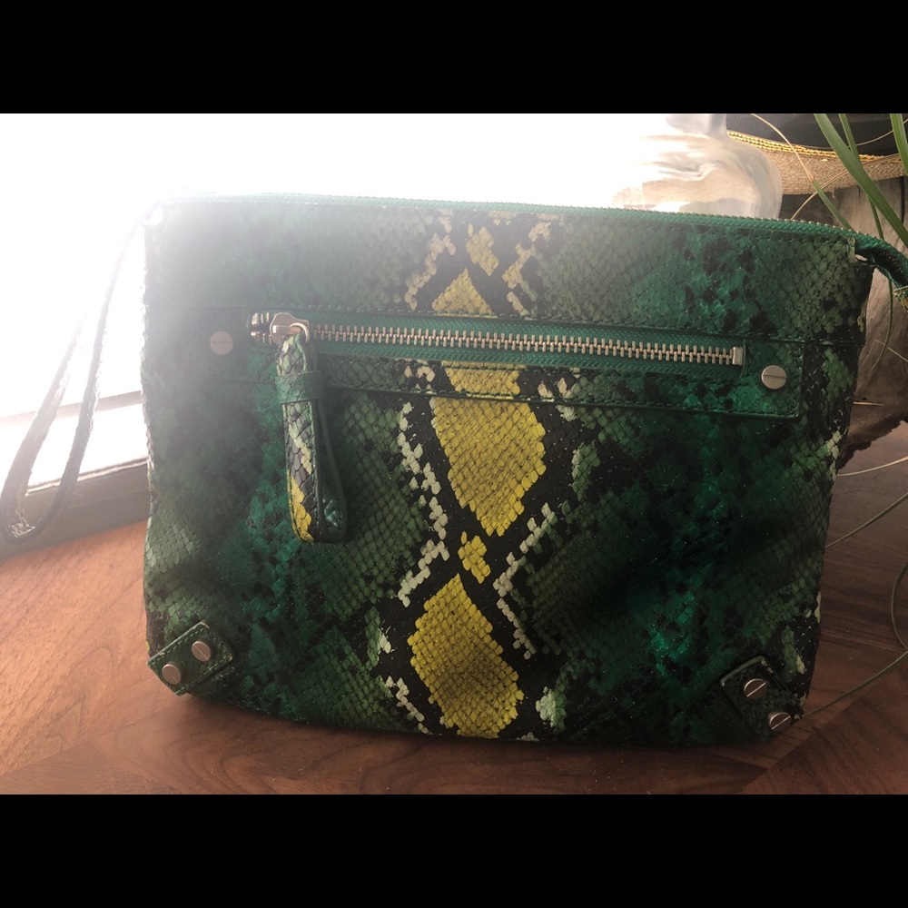Club Monaco Green Leather Clutch